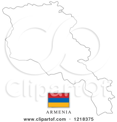 Clipart of a Armenia Flag And Map Outline - Royalty Free Vector Illustration by Lal Perera