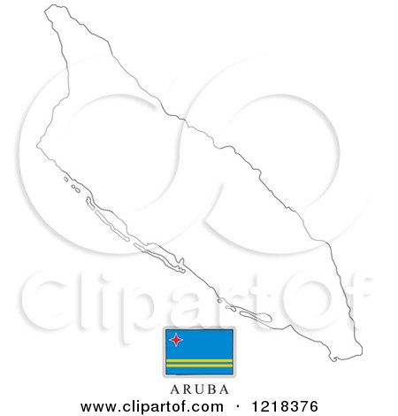 Clipart of a Aruba Flag And Map Outline - Royalty Free Vector Illustration by Lal Perera