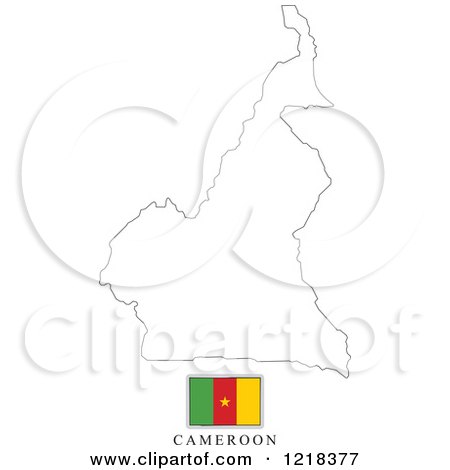 Clipart of a Cameroon Flag And Map Outline - Royalty Free Vector Illustration by Lal Perera