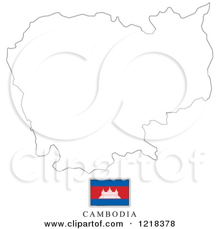 Clipart of a Cambodia Flag And Map Outline - Royalty Free Vector Illustration by Lal Perera