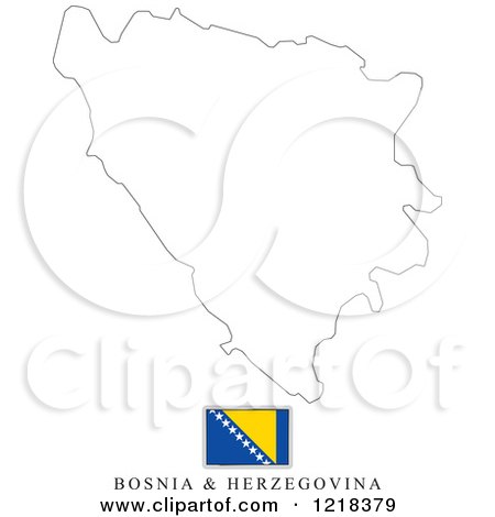 Clipart of a Bosnia and Herzegovina Flag And Map Outline - Royalty Free Vector Illustration by Lal Perera