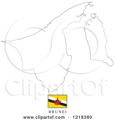 Clipart of a Brunei Flag And Map Outline - Royalty Free Vector Illustration by Lal Perera