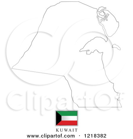 Clipart of a Kuwait Flag And Map Outline - Royalty Free Vector Illustration by Lal Perera