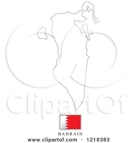 Clipart of a Bahrain Flag And Map Outline - Royalty Free Vector Illustration by Lal Perera