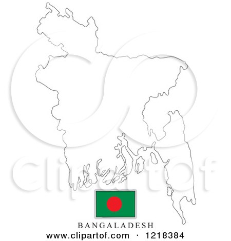 Clipart of a Bangladesh Flag And Map Outline - Royalty Free Vector Illustration by Lal Perera