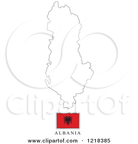 Clipart of a Albania Flag And Map Outline - Royalty Free Vector Illustration by Lal Perera