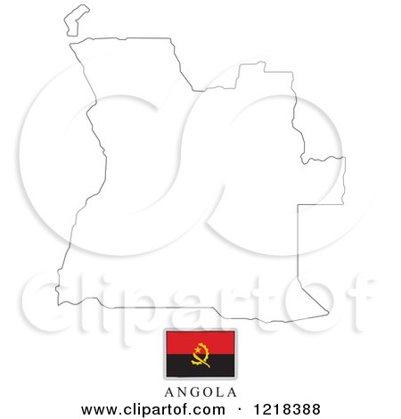 Clipart of a Angola Flag And Map Outline - Royalty Free Vector Illustration by Lal Perera