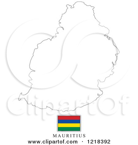 Clipart of a Mauritius Flag And Map Outline - Royalty Free Vector Illustration by Lal Perera
