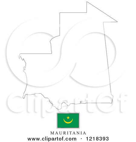 Clipart of a Mauritania Flag And Map Outline - Royalty Free Vector Illustration by Lal Perera