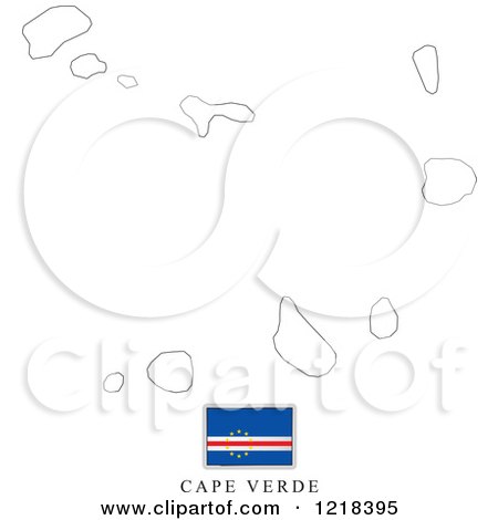Clipart of a Cape Verde Flag And Map Outline - Royalty Free Vector Illustration by Lal Perera