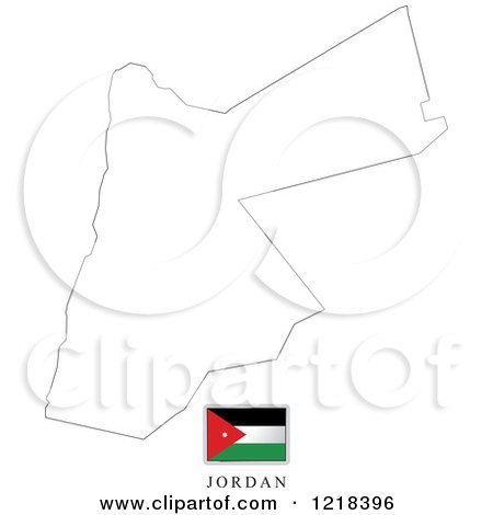 Clipart of a Jordan Flag And Map Outline - Royalty Free Vector Illustration by Lal Perera