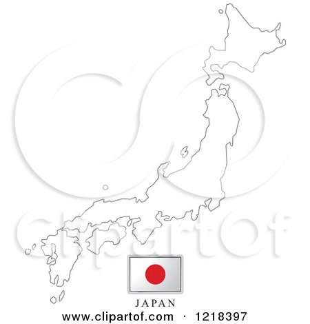 Clipart of a Japan Flag And Map Outline - Royalty Free Vector Illustration by Lal Perera