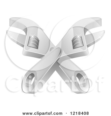 Clipart of Crossed Adjustable Wrenches - Royalty Free Vector Illustration by AtStockIllustration
