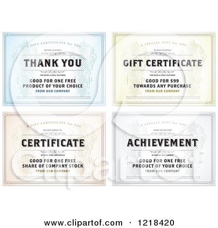 Clipart of Certificates with Sworls and Sample Text - Royalty Free Vector Illustration by BestVector