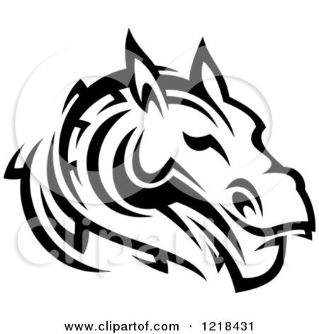Clipart of a Black and White Tribal Horse 4 - Royalty Free Vector Illustration by Vector Tradition SM