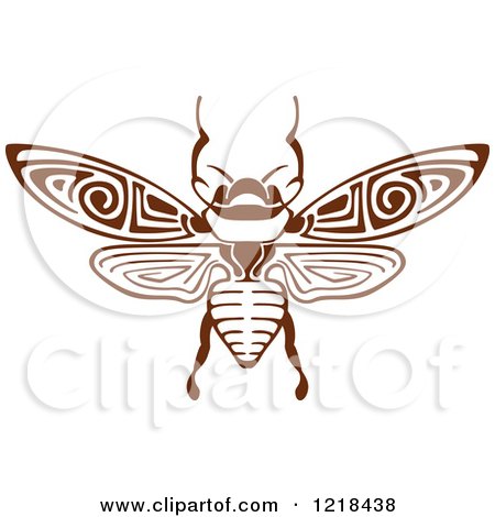 Clipart of a Brown and White Bee - Royalty Free Vector Illustration by Vector Tradition SM