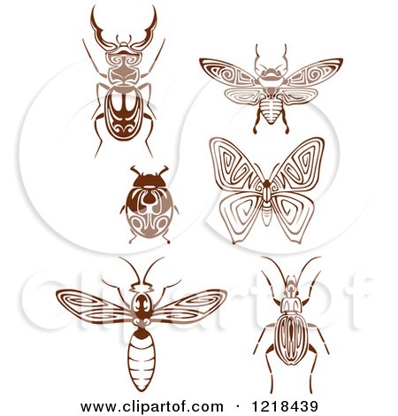 Clipart of Brown and White Insects - Royalty Free Vector Illustration by Vector Tradition SM