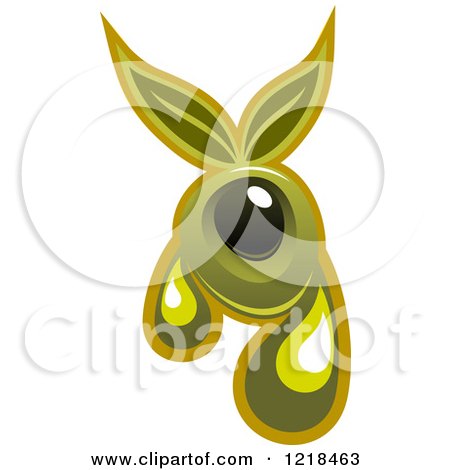 Clipart of Black and Green Olives with Dripping Oil and Leaves - Royalty Free Vector Illustration by Vector Tradition SM