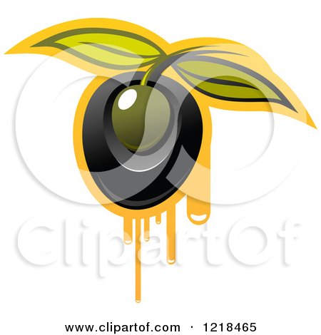 Clipart of Black and Green Olives with Dripping Oil and Leaves 3 - Royalty Free Vector Illustration by Vector Tradition SM