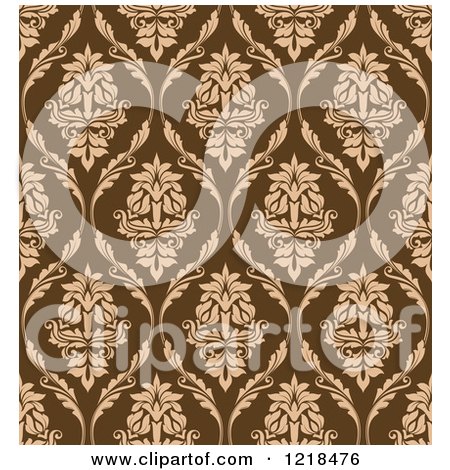 Clipart of a Vintage Seamless Brown Floral Pattern - Royalty Free Vector Illustration by Vector Tradition SM