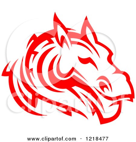 Clipart of a Red Tribal Horse 4 - Royalty Free Vector Illustration by Vector Tradition SM