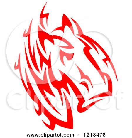 Clipart of a Red Tribal Horse 3 - Royalty Free Vector Illustration by Vector Tradition SM