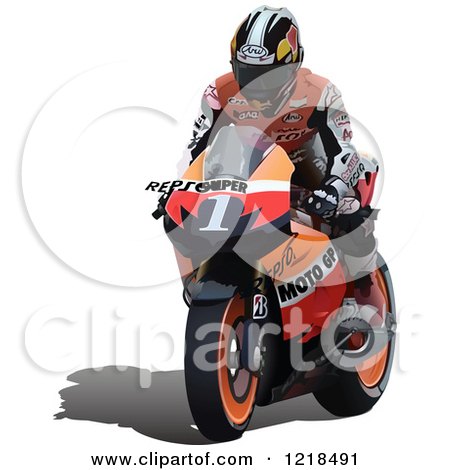Clipart of a Man Riding a Motorcycle - Royalty Free Vector Illustration by dero