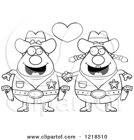 Clipart of a Black and White Cowboy Couple Holding Hands Under a Heart - Royalty Free Vector Illustration by Cory Thoman