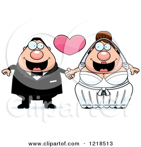 Clipart of a White Wedding Couple Holding Hands Under a Heart - Royalty Free Vector Illustration by Cory Thoman