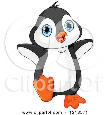 Clipart of a Cute Baby Penguin Dancing - Royalty Free Vector Illustration by Pushkin