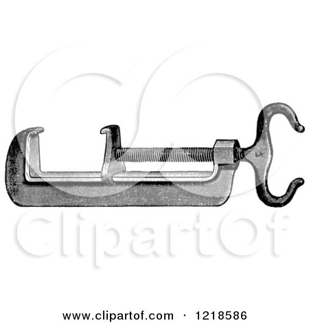 Clipart of a Black and White Trap Setting Tool - Royalty Free Vector Illustration by Picsburg