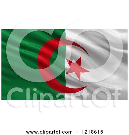 Clipart of a 3d Waving Flag of Algeria with Rippled Fabric - Royalty Free Illustration by stockillustrations