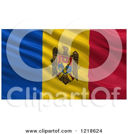 Clipart of a 3d Waving Flag of Moldova with Rippled Fabric - Royalty Free Illustration by stockillustrations