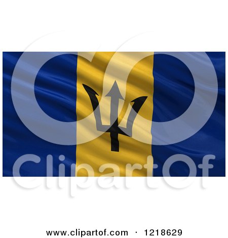 Clipart of a 3d Waving Flag of Barbados with Rippled Fabric - Royalty Free Illustration by stockillustrations
