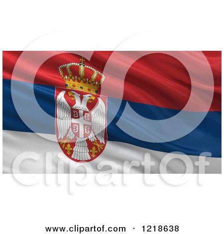 Clipart of a 3d Waving Flag of Serbia with Rippled Fabric - Royalty Free Illustration by stockillustrations