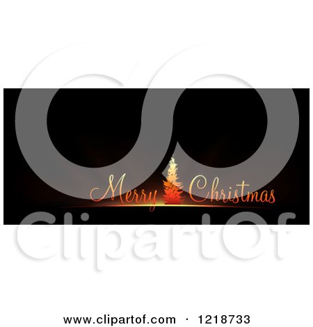 Clipart of a Merry Christmas Greeting with a Tree on Black - Royalty Free Vector Illustration by dero