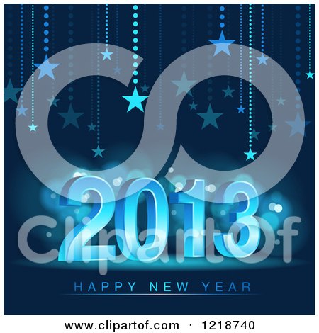 Clipart of a Blue 2013 Happy New Year Background - Royalty Free Vector Illustration by dero