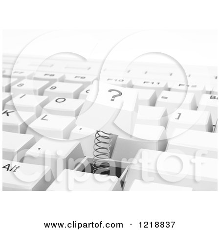 Clipart of a 3d Qustion Mark Computer Button Popping out - Royalty Free Illustration by Mopic
