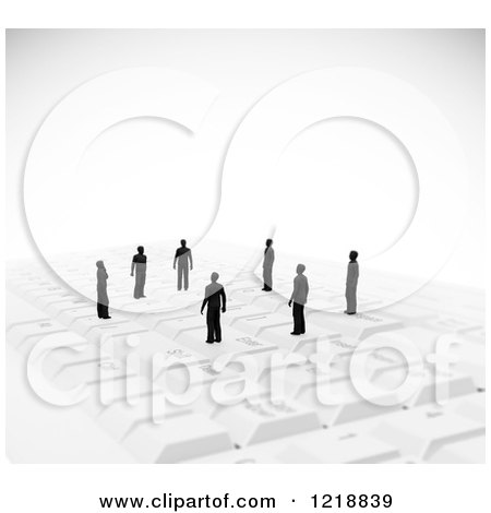 Clipart of 3d Tiny People on a Computer Keyboard - Royalty Free Illustration by Mopic