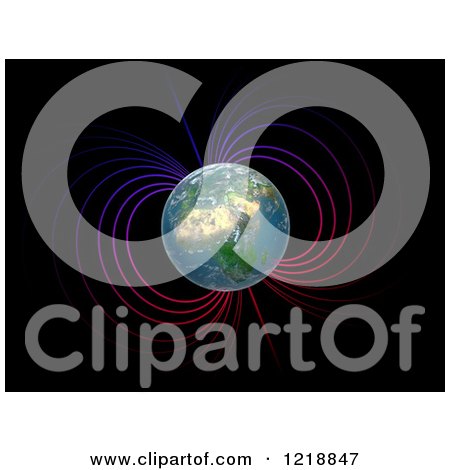 Clipart of a 3d Earth with Magnetosphere - Royalty Free Illustration by Mopic
