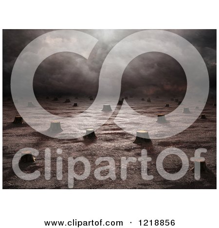 Clipart of a 3d Deforested Landscape - Royalty Free Illustration by Mopic