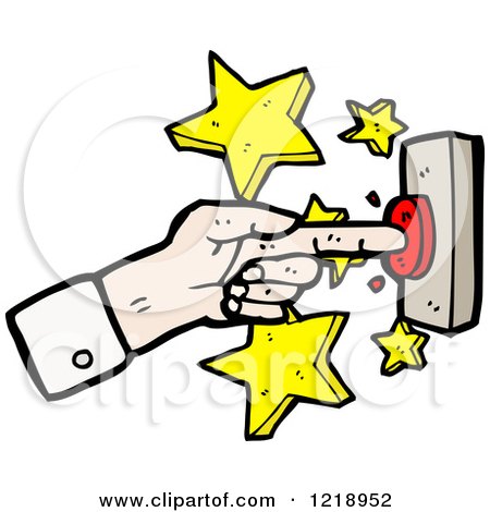 Cartoon of a Finger Pushing Button - Royalty Free Vector Illustration by lineartestpilot