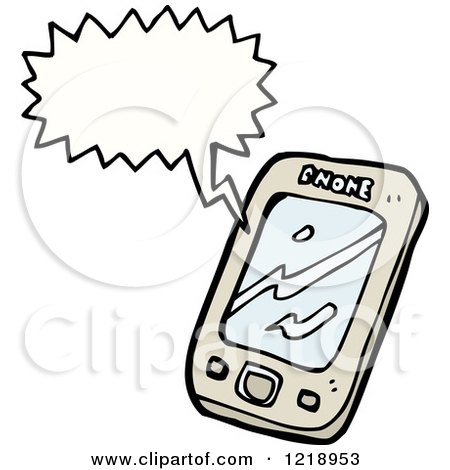 Cartoon of a Speaking Cell Phone - Royalty Free Vector Illustration by lineartestpilot