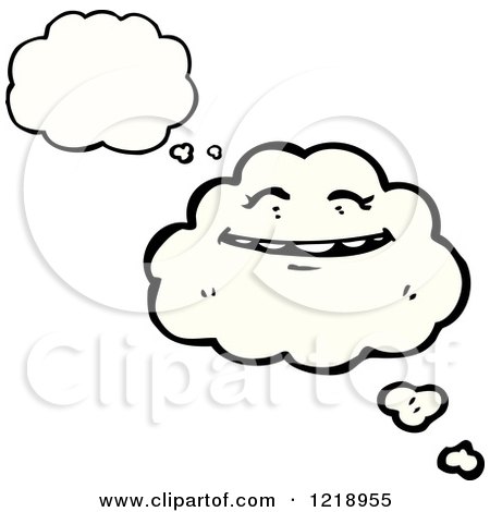 Cartoon of a Thinking Cloud - Royalty Free Vector Illustration by