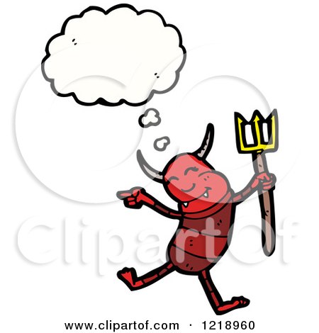 Cartoon of a Thinking Devil - Royalty Free Vector Illustration by lineartestpilot