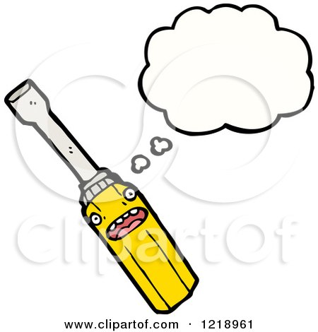 Cartoon of a Thinking Screwdriver - Royalty Free Vector Illustration by lineartestpilot