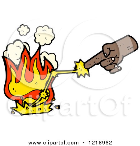 Cartoon of a Finger Starting a Flame - Royalty Free Vector Illustration by lineartestpilot