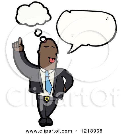 Cartoon of a Businessman Thinking and Speaking - Royalty Free Vector Illustration by lineartestpilot