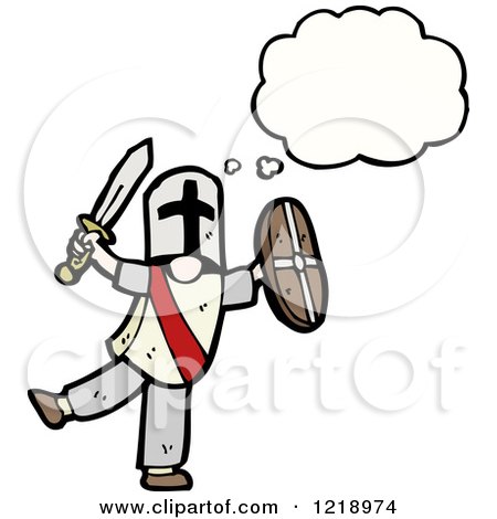 Cartoon of a Thinking Knight - Royalty Free Vector Illustration by lineartestpilot