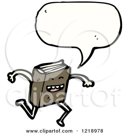 Cartoon of a Speaking Running Book - Royalty Free Vector Illustration by lineartestpilot